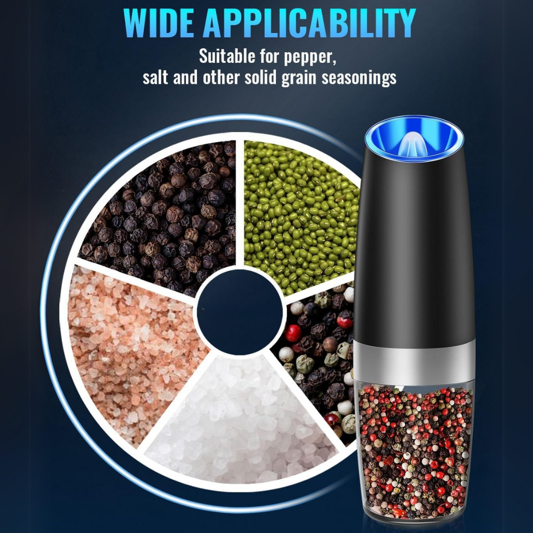Salt & Pepper Grinder Set Gravity-Activated USB Rechargeable