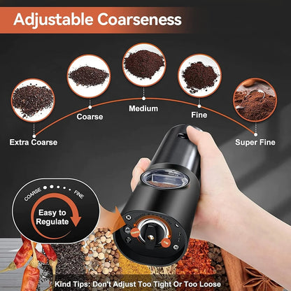 Salt & Pepper Grinder Set USB-C Rechargeable Adjustable Grind