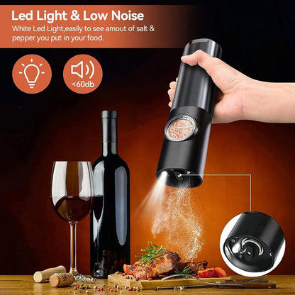 Salt & Pepper Grinder Set USB-C Rechargeable Adjustable Grind