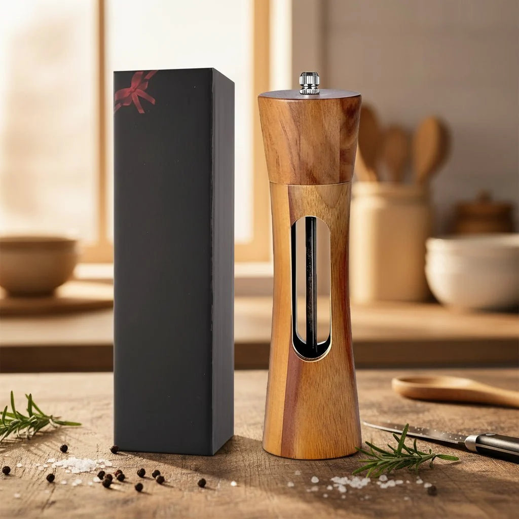 Salt & Pepper Grinder Wooden Adjustable Fine-To-Coarse Grind