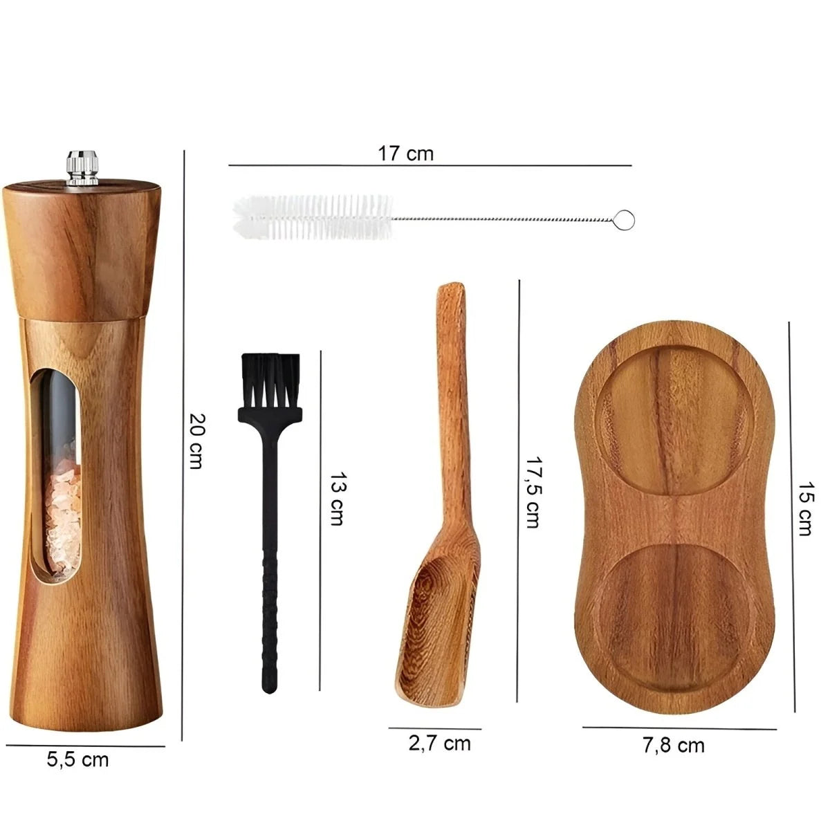 Salt & Pepper Grinder Wooden Adjustable Fine-To-Coarse Grind