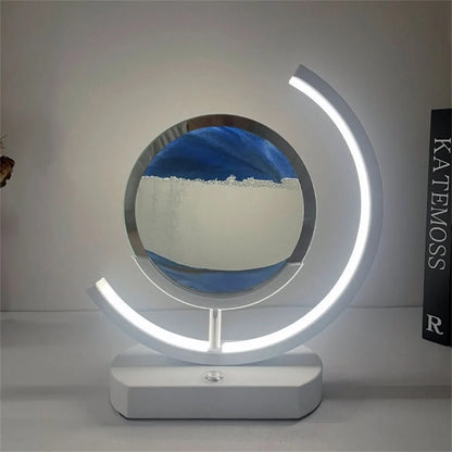 Sand Art Table Lamp Rotating 3D Sand USB Rechargeable LED Light