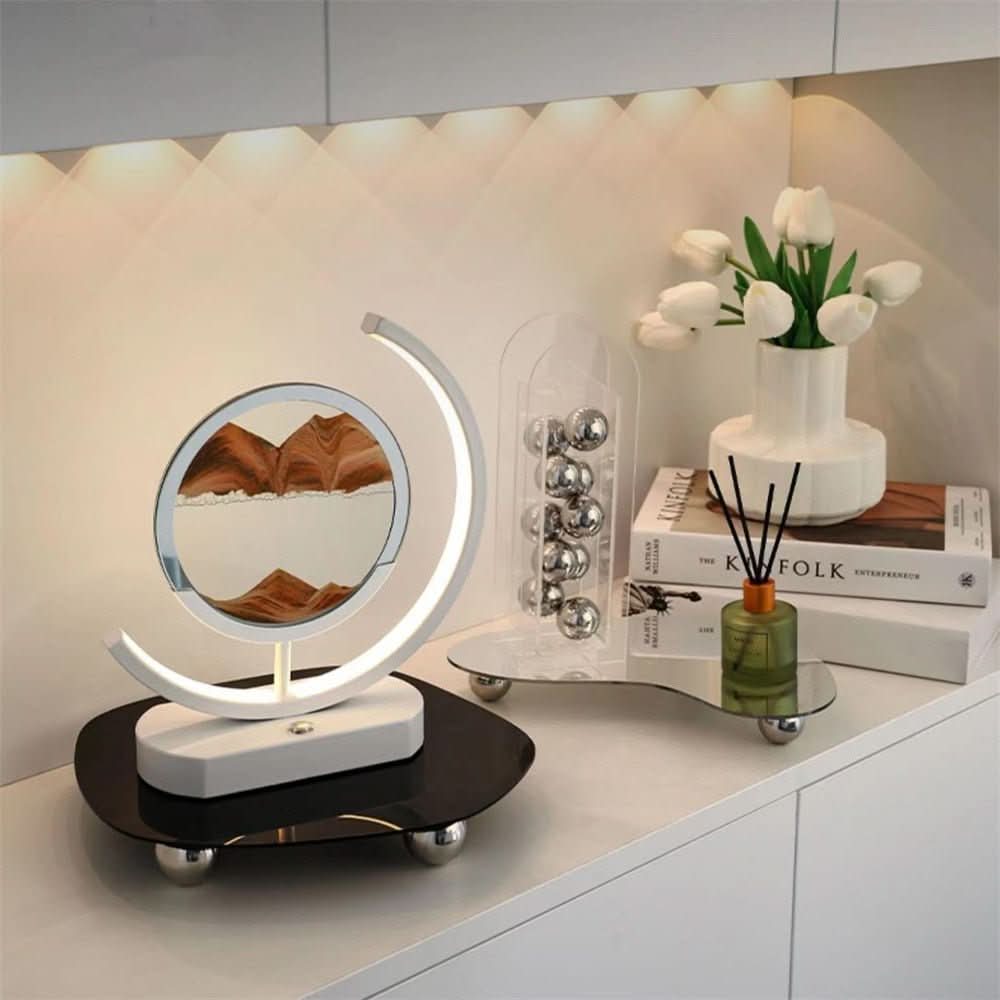 Sand Art Table Lamp Rotating 3D Sand USB Rechargeable LED Light