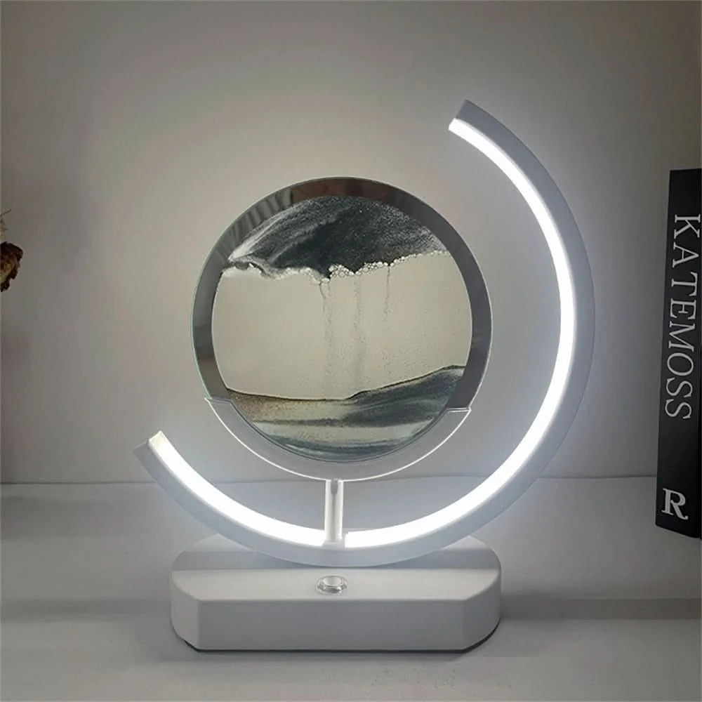 Sand Art Table Lamp Rotating 3D Sand USB Rechargeable LED Light