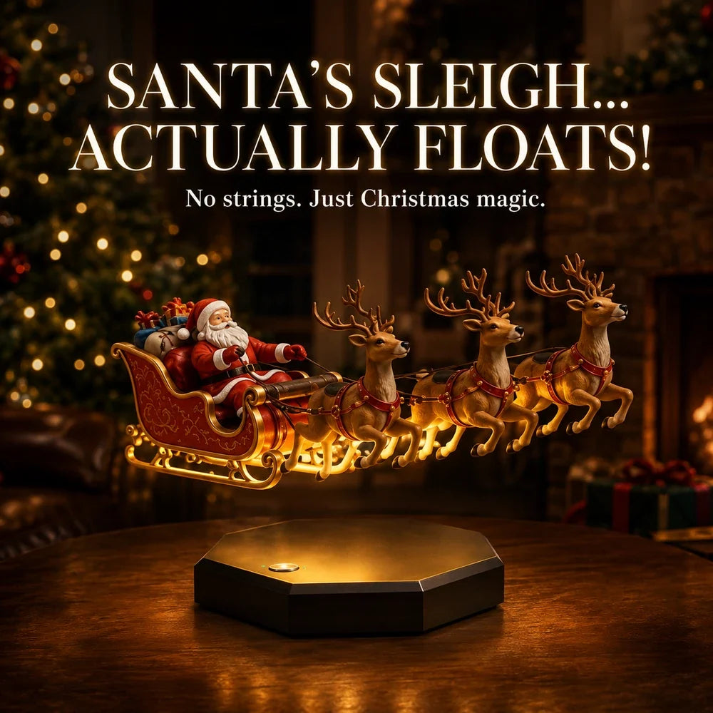 Santa Sleigh Display Magnetic Floating Glowing Base