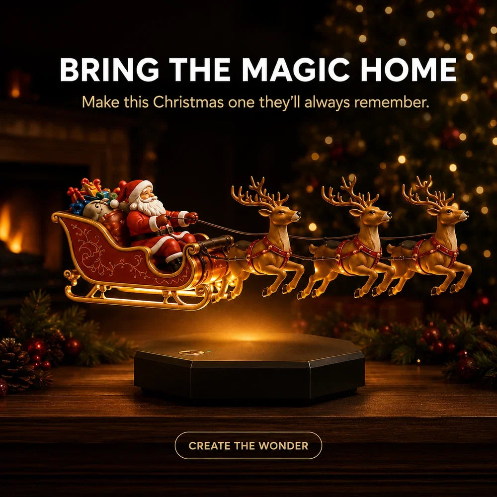 Santa Sleigh Display Magnetic Floating Glowing Base