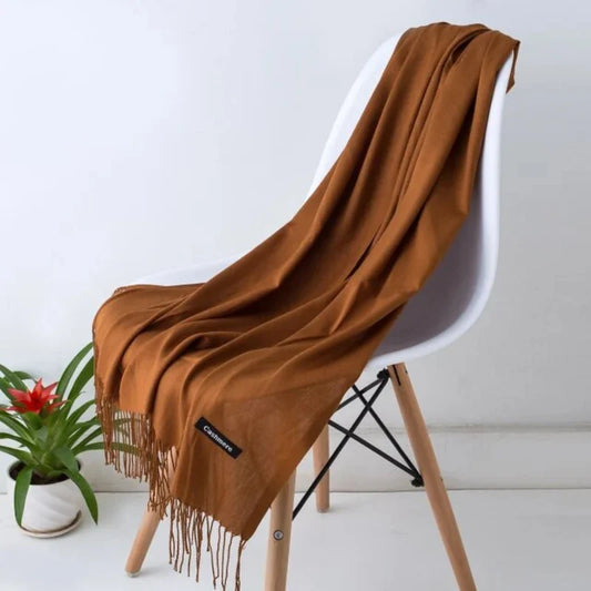 Scarf Cashmere Blend Fringe Detail Generous Size