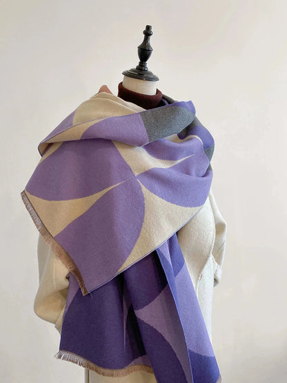Scarf Cashmere Blend Reversible Design Lightweight Warmth