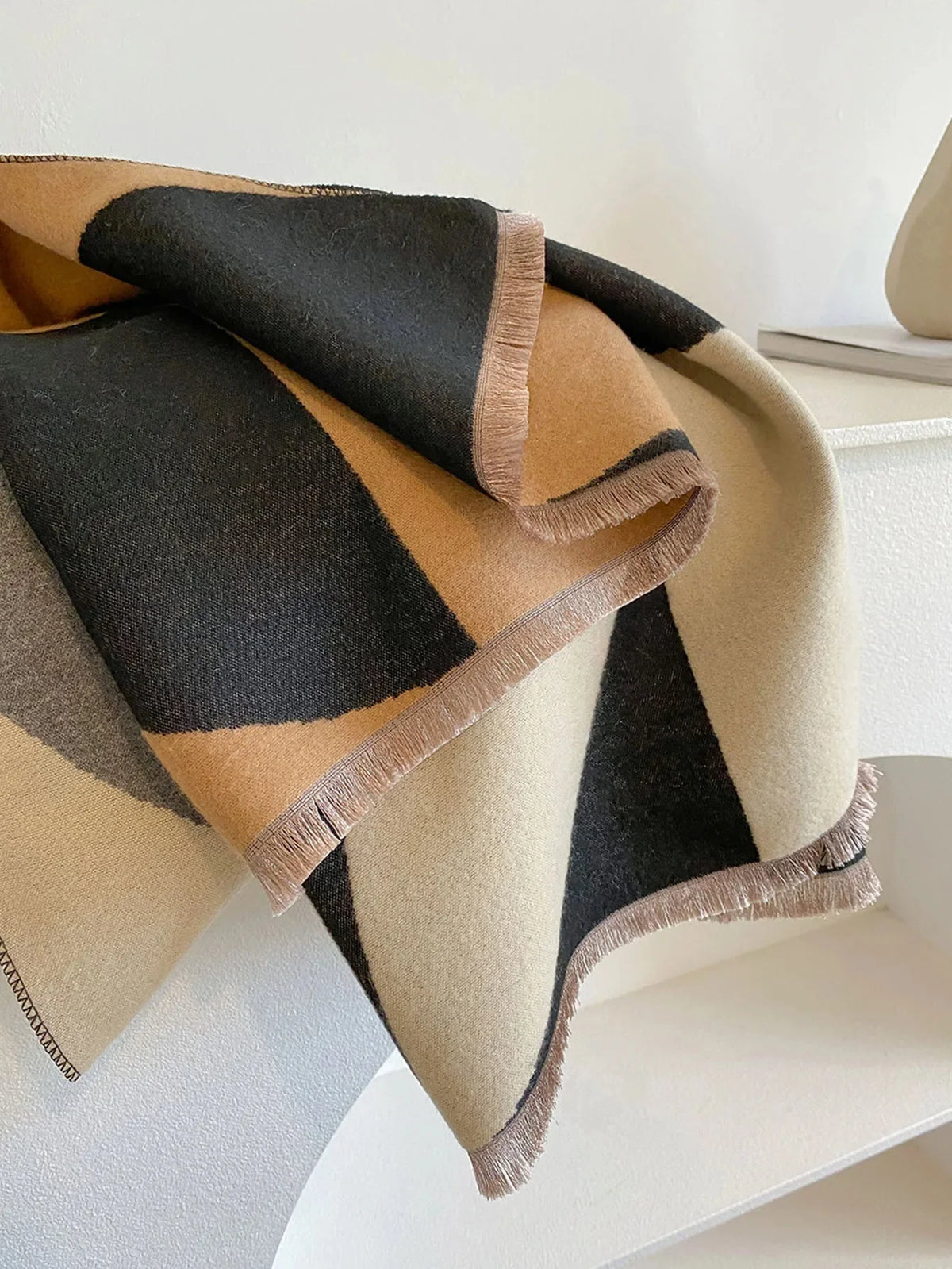 Scarf Cashmere Blend Reversible Design Lightweight Warmth