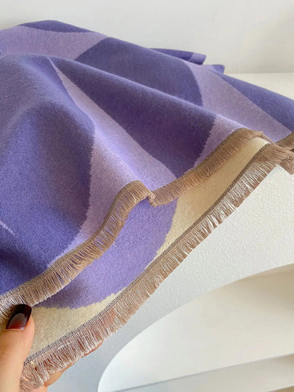 Scarf Cashmere Blend Reversible Design Lightweight Warmth