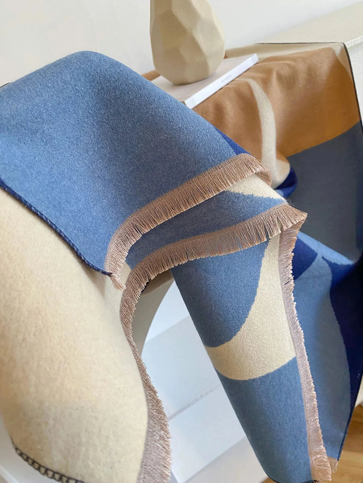 Scarf Cashmere Blend Reversible Design Lightweight Warmth