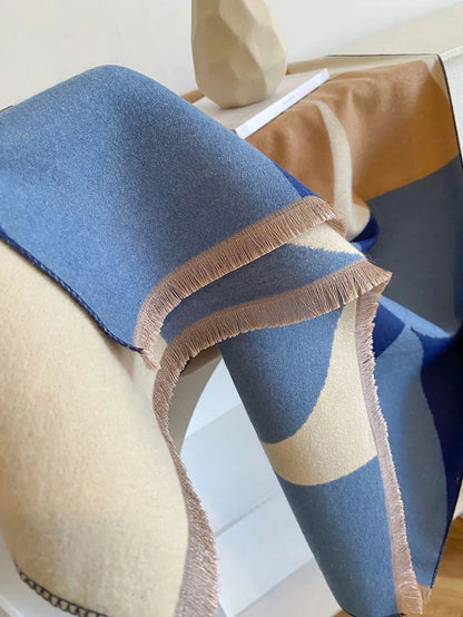 Scarf Cashmere Blend Reversible Design Lightweight Warmth