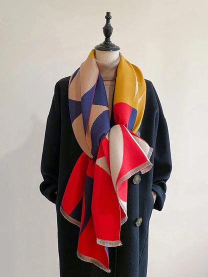 Scarf Cashmere Blend Reversible Design Lightweight Warmth