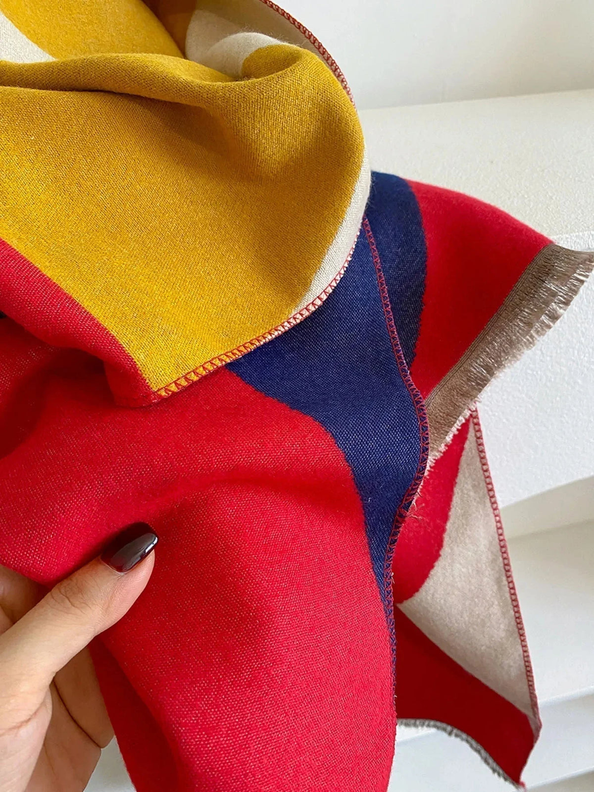 Scarf Cashmere Blend Reversible Design Lightweight Warmth