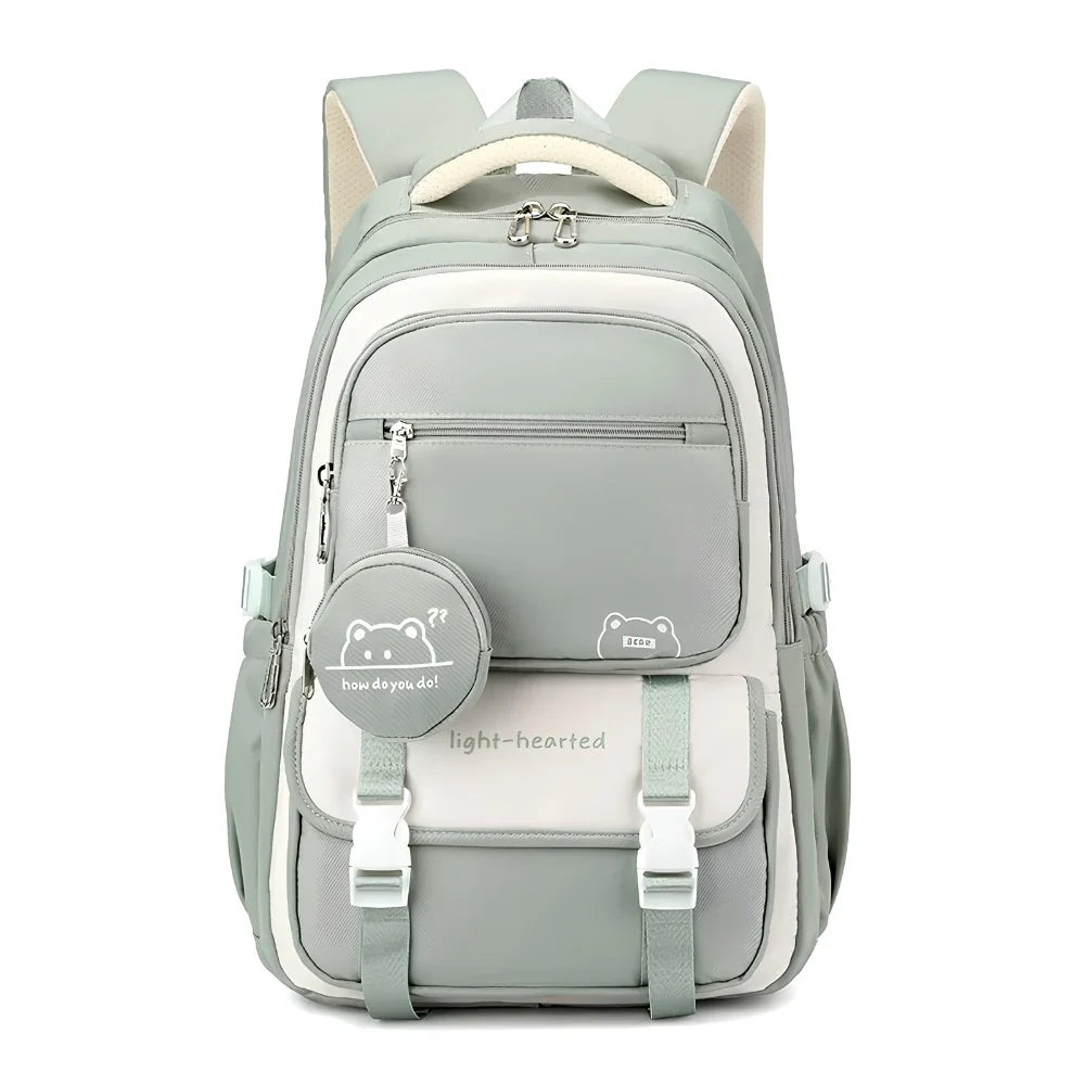 School Backpack Multiple Compartments Detachable Pouch & Padded Straps