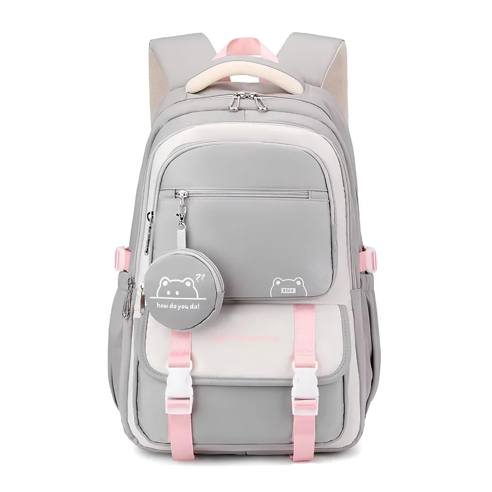 School Backpack Multiple Compartments Detachable Pouch & Padded Straps