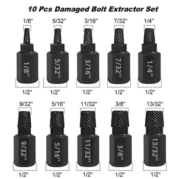 Screw Extractor Set Reverse Thread 20 Sizes