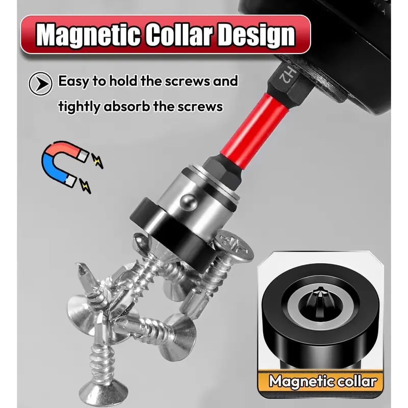 Screwdriver Bit Set Magnetic Depth Stop S2 Steel