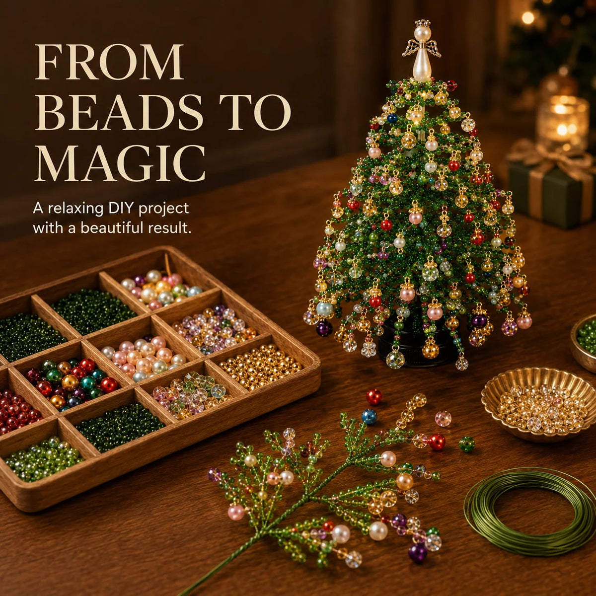 Seasonal Tree Craft Kit Beaded Reusable Tabletop Decor