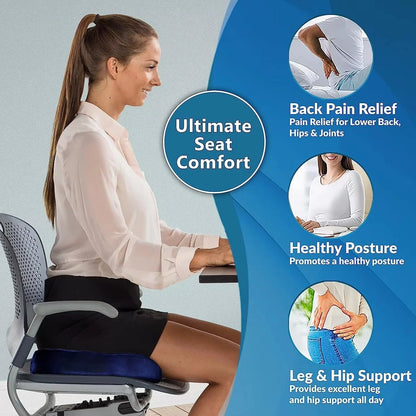 Seat Cushion Gel & Memory Foam Non-Slip Base Removable Cover