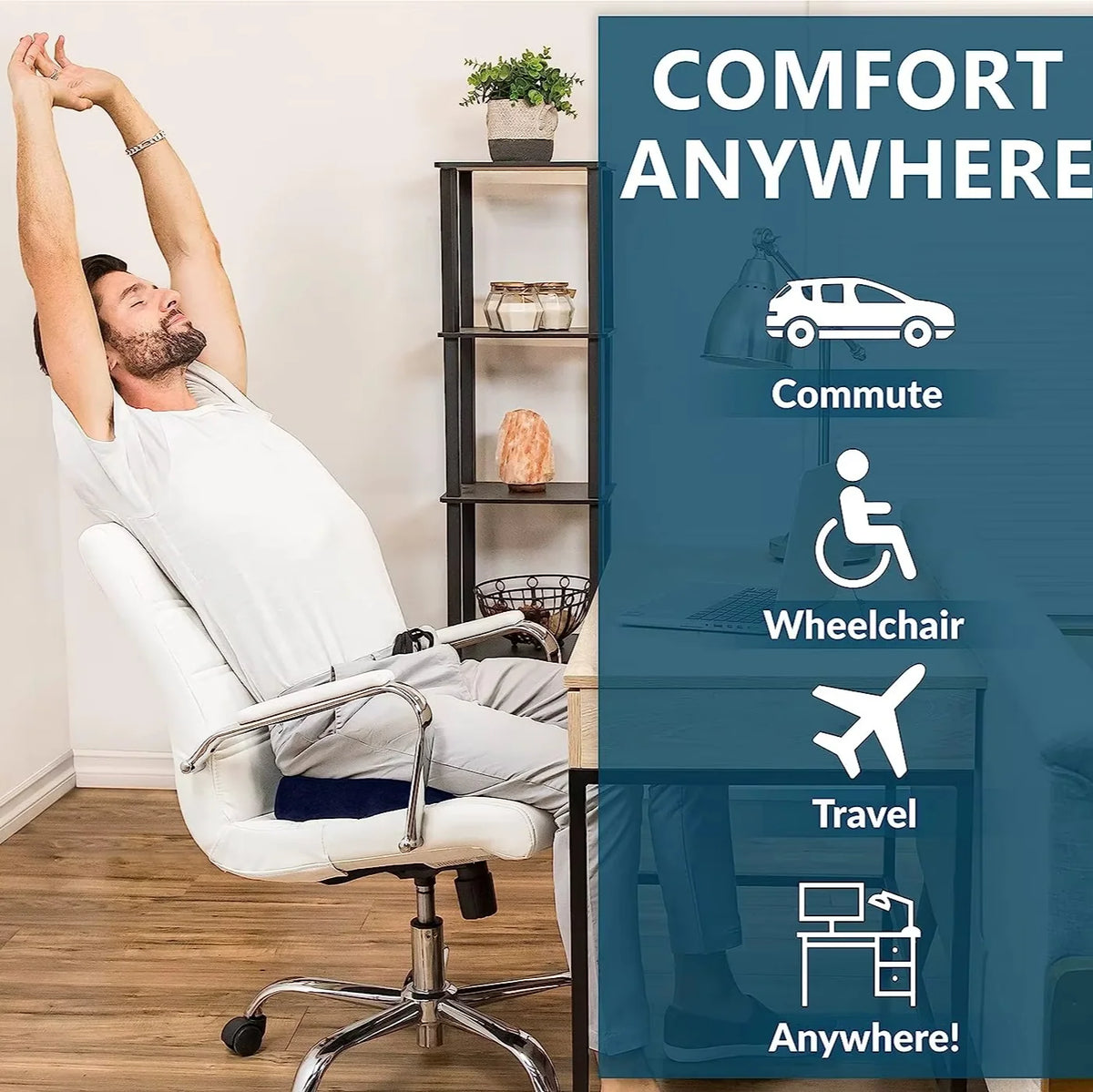 Seat Cushion Gel & Memory Foam Non-Slip Base Removable Cover