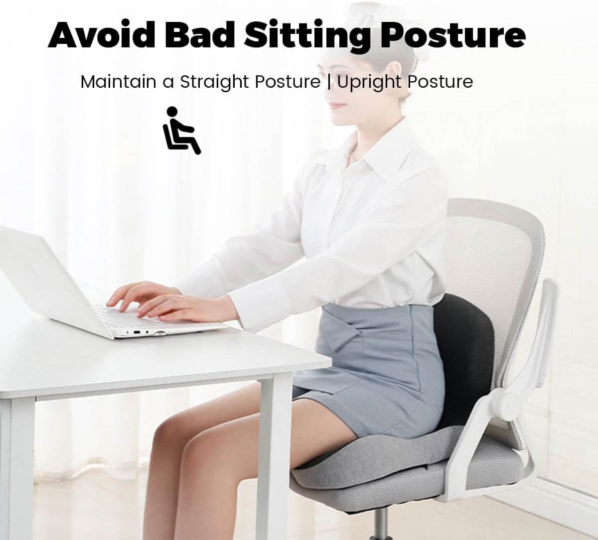 Seat Cushion Memory Foam Posture Support Removable Machine-Washable Cover
