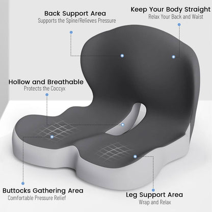 Seat Cushion Memory Foam Posture Support Removable Machine-Washable Cover