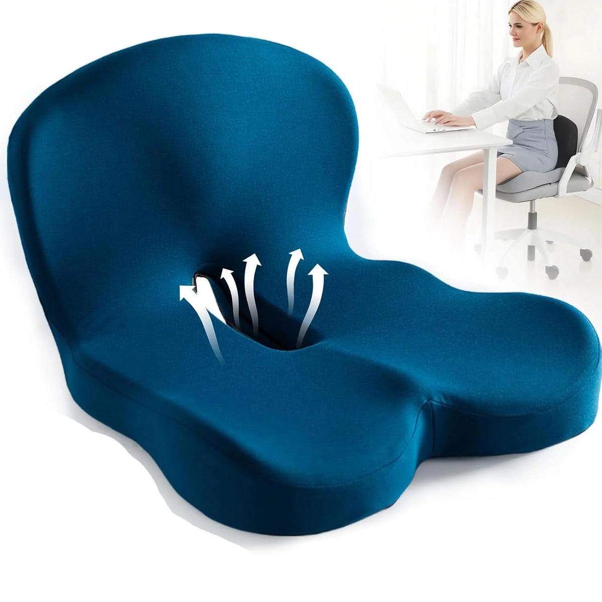 Seat Cushion Memory Foam Posture Support Removable Machine-Washable Cover