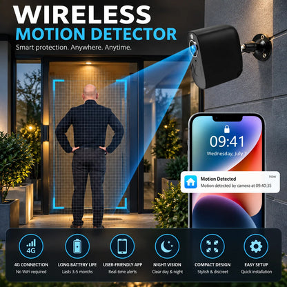 Security Camera 4G LTE Rechargeable Infrared Night Vision