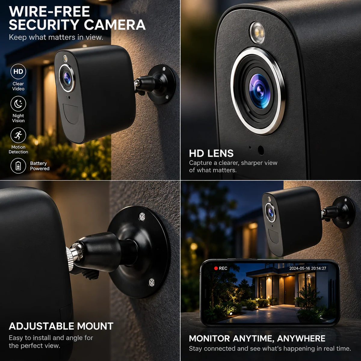 Security Camera 4G LTE Rechargeable Infrared Night Vision