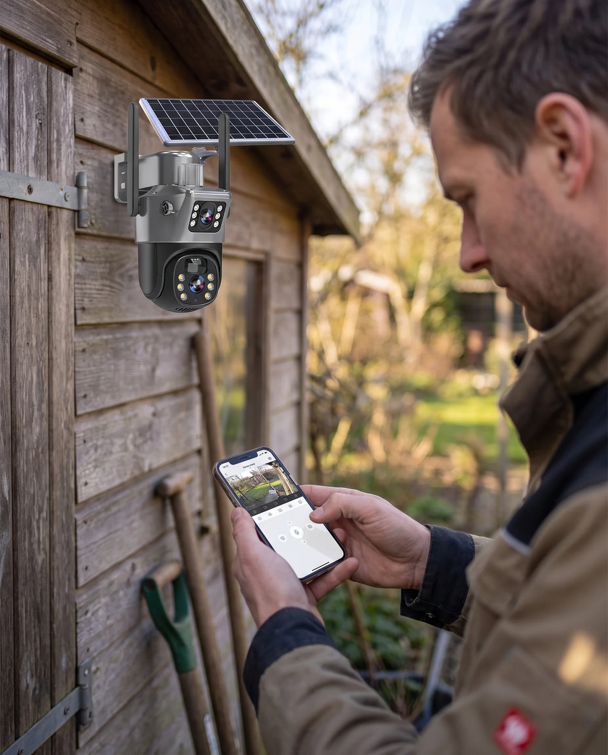 Security Camera Solar-Powered Dual-Lens 4K 10× Optical Zoom