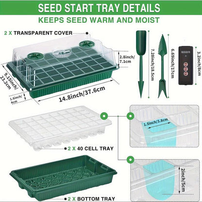 Seed Starter Tray Set Integrated LED & Humidity Dome