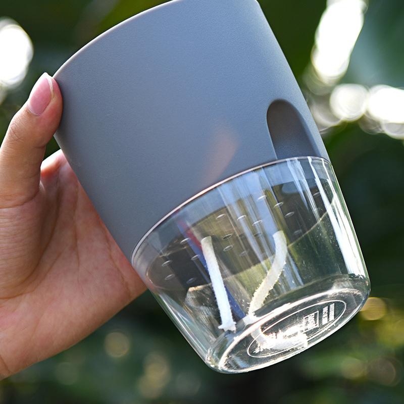 Self-Watering Flower Pot Integrated Cotton Wick Transparent Reservoir