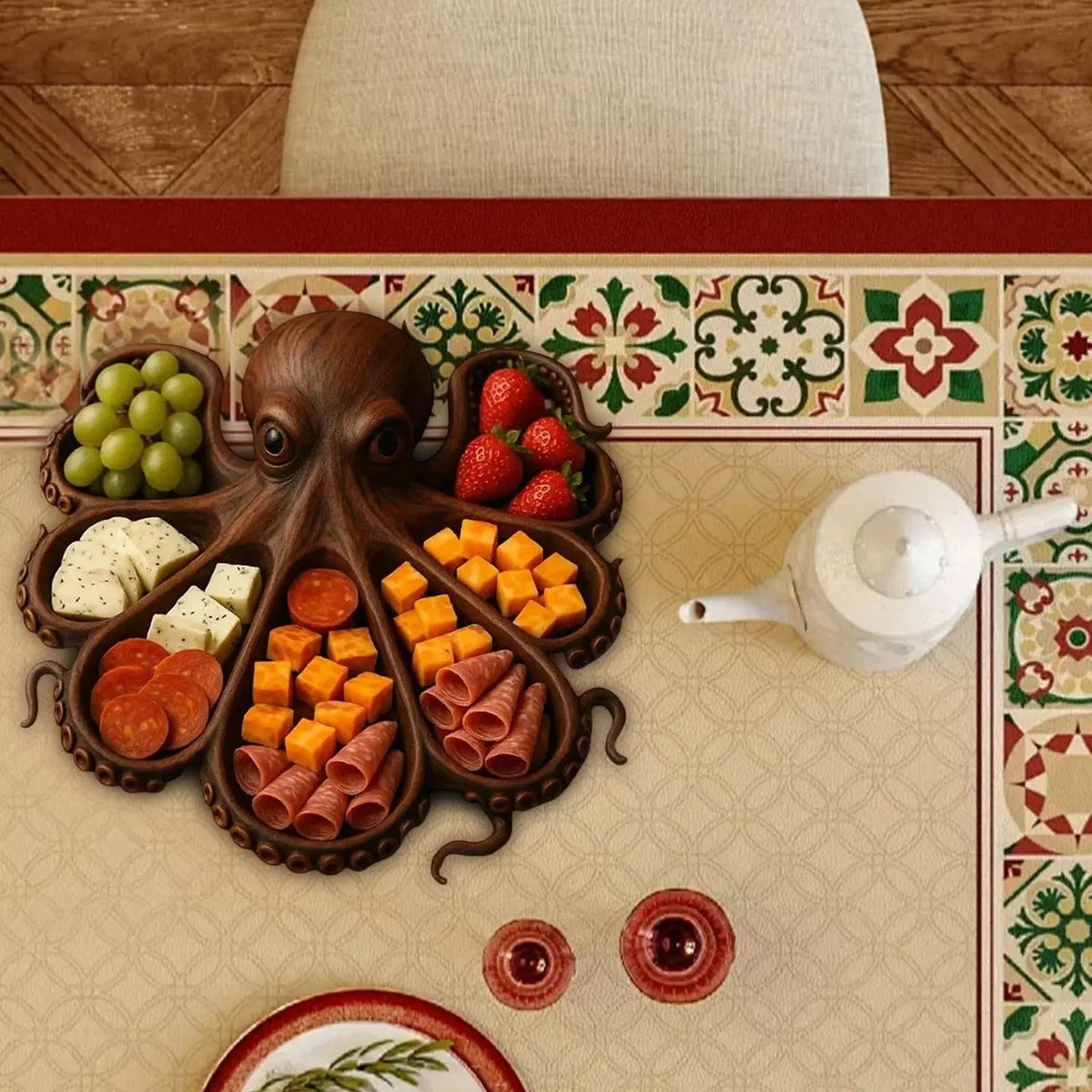 Serving Board Octopus Shape Handcrafted Wood