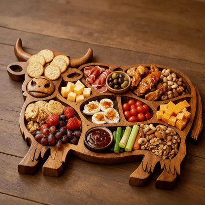 Serving Board Solid Wood Cow Design