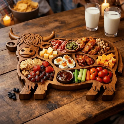 Serving Board Solid Wood Cow Design