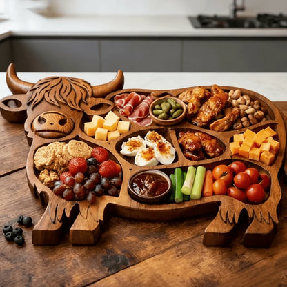 Serving Board Solid Wood Cow Design