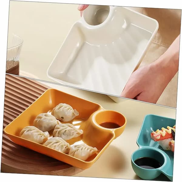 Serving Plate With Sauce Compartment Dishwasher-Safe