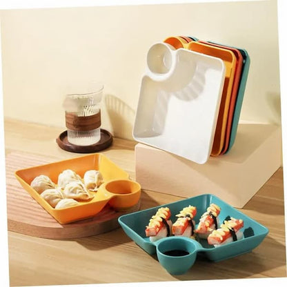 Serving Plate With Sauce Compartment Dishwasher-Safe