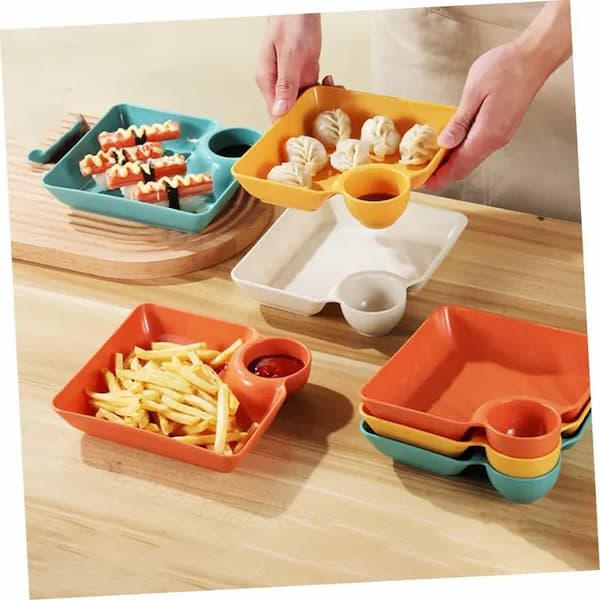 Serving Plate With Sauce Compartment Dishwasher-Safe