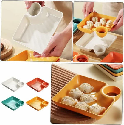 Serving Plate With Sauce Compartment Dishwasher-Safe
