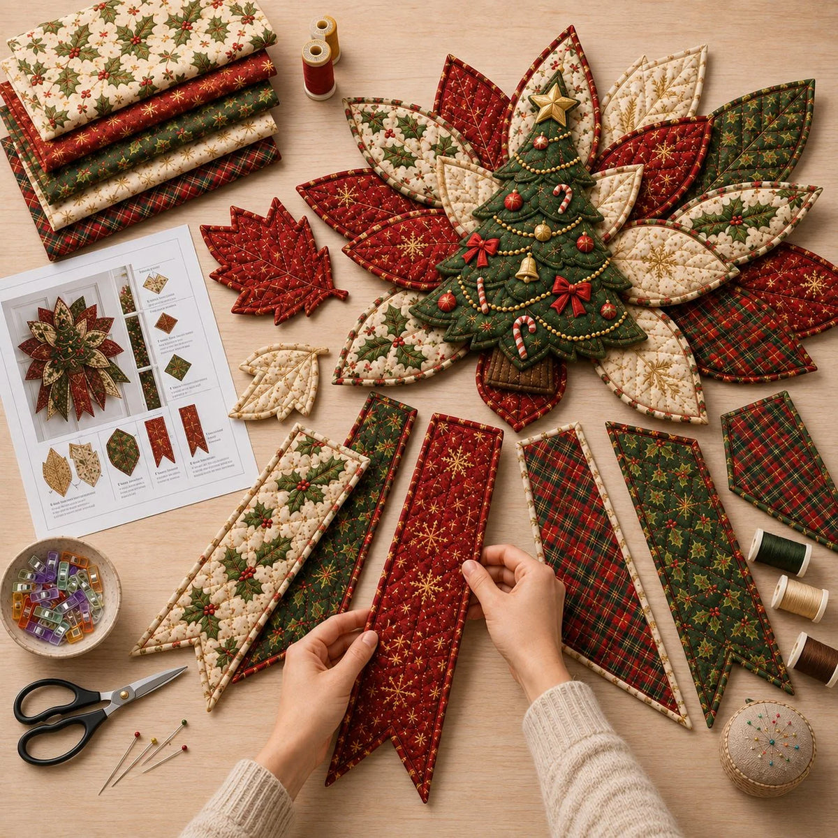 Sewing Kit Quilted Christmas Door Hanging 7 Designs
