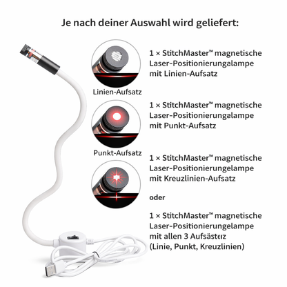 Sewing Laser Guide Magnetic Gooseneck Interchangeable Heads USB Powered