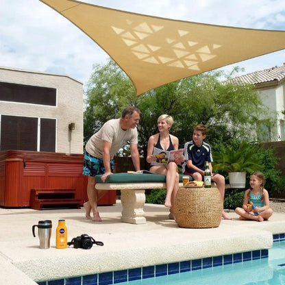 Shade Sail Triangular UV-Resistant Polyester Ropes & Carabiners