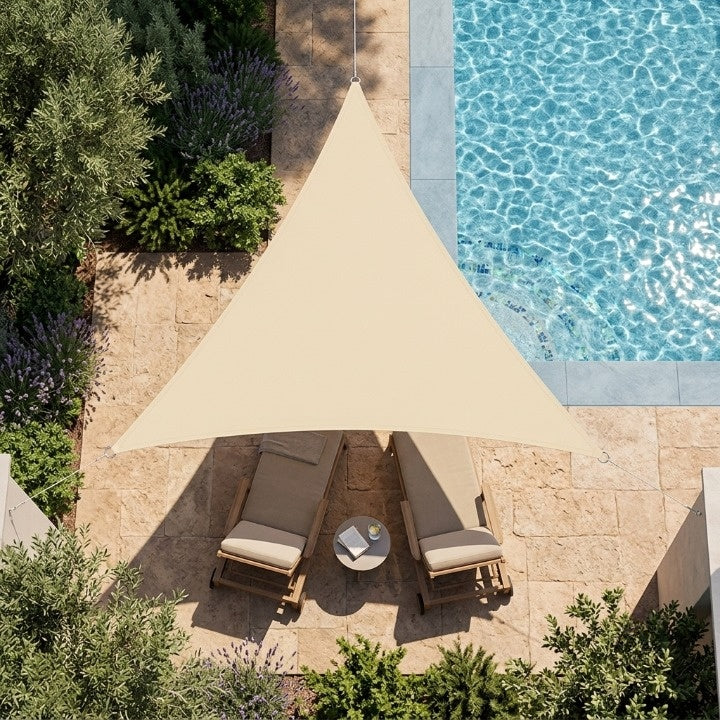 Shade Sail Triangular UV-Resistant Polyester Ropes & Carabiners