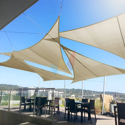 Shade Sail Triangular UV-Resistant Polyester Ropes & Carabiners