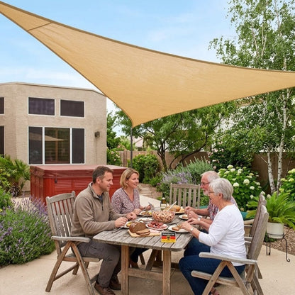 Shade Sail Triangular UV-Resistant Polyester Ropes & Carabiners