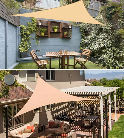 Shade Sail Triangular UV-Resistant Polyester Ropes & Carabiners