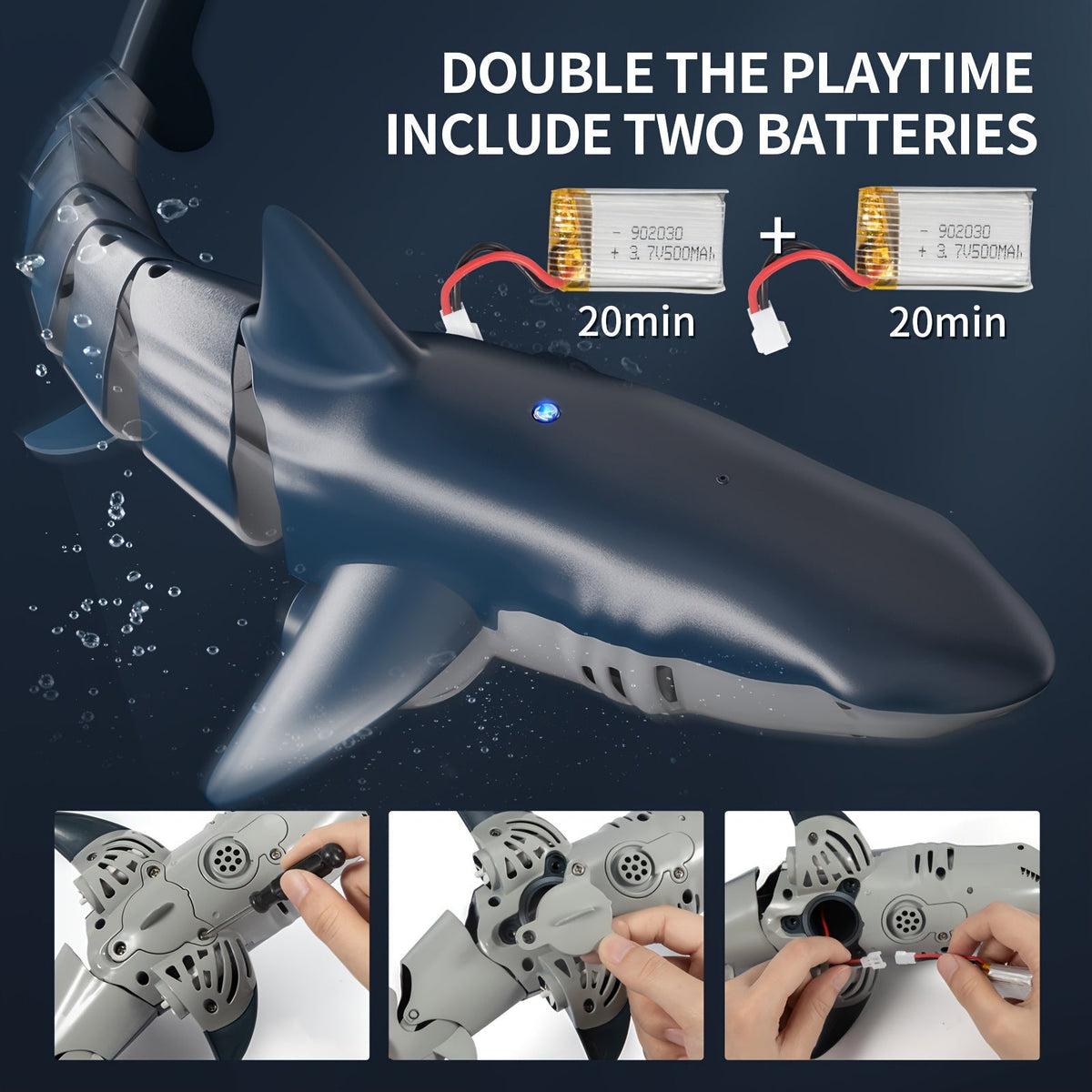 Shark Toy Remote Control LED Lights & Water Spray