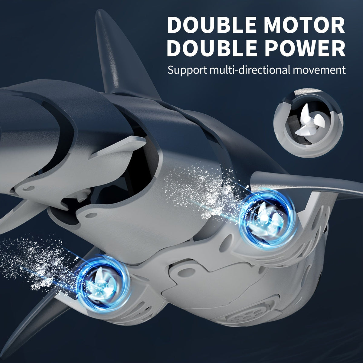 Shark Toy Remote Control LED Lights & Water Spray